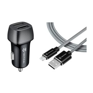 Tactical Field Plug Dual 24W + Tactical Fast Rope Aramid Cable USB-A/Lightning MFi 0.3m Grey 8596311212840