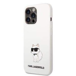 Pouzdro Karl Lagerfeld Liquid Silicone Choupette NFT zadní kryt pro Apple iPhone 13 PRO MAX White