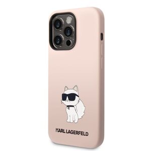 Pouzdro Karl Lagerfeld Liquid Silicone Choupette NFT zadní kryt pro Apple iPhone 14 PRO MAX Pink