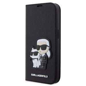 Pouzdro Book Karl Lagerfeld PU Saffiano Karl and Choupette NFT pro Apple iPhone 14 PRO MAX Black