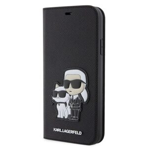 Pouzdro Book Karl Lagerfeld PU Saffiano Karl and Choupette NFT pro Apple iPhone 11 Black