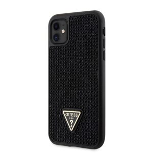 Pouzdro Guess Rhinestones Triangle Metal Logo kryt pro Apple iPhone 11 Black