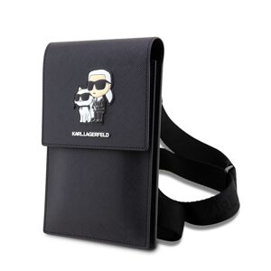 Pouzdro Karl Lagerfeld Saffiano Metal Logo NFT Wallet Phone Bag Black
