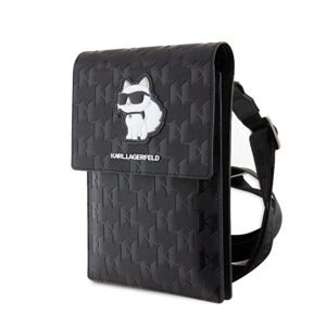 Pouzdro Karl Lagerfeld Saffiano Monogram Wallet Phone Bag Choupette NFT Black