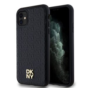 Pouzdro DKNY PU Leather Repeat Pattern Stack Logo Magsafe Apple iPhone 11 Black
