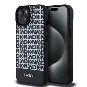 Pouzdro DKNY PU Leather Repeat Pattern Bottom Stripe MagSafe Apple iPhone 15 Black