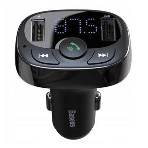 BASEUS FM Transmitter + nabíječka do auta 2x USB černá