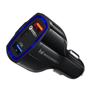 WOZINSKY Nabíječka do auta 2X USB Quick Charge 3.0 černá