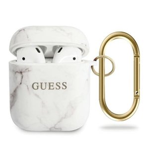 GUESS MARBLE Obal na Apple AirPods 1/2 bílý