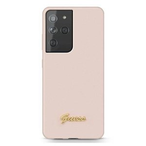 GUESS Silikonový obal Samsung Galaxy S21 Ultra 5G růžový