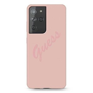 GUESS SILICONE VINTAGE Kryt Samsung Galaxy S21 Ultra 5G růžový