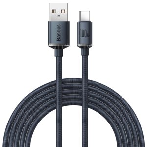 BASEUS CRYSTAL 100W Datový kabel USB - USB Typ-C 2m černý
