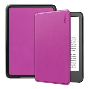 ENKAY LEATHER Zaklápěcí obal pro Amazon Kindle 2022 (11. generace) fialový