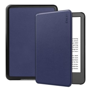 ENKAY LEATHER Zaklápěcí obal pro Amazon Kindle 2022 (11. generace) tmavě modrý