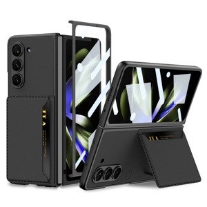 GKK CARD Kožené pouzdro se sklem pro Samsung Galaxy Z Fold 5 5G černý