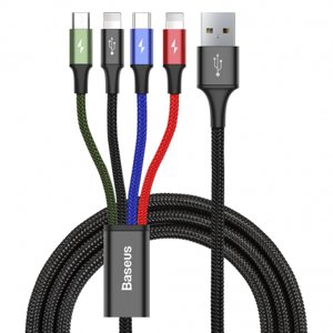 Baseus Rapid kabel USB / 2x Lightning / USB-C / Micro USB 3.5A 1.2m, černý (CA1T4-A01)