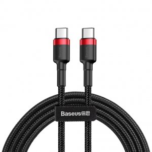 Baseus Cafule kabel USB-C / USB-C PD2.0 3A QC 3.0 2m, černý/červený (CATKLF-H91)