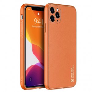 DUX DUCIS Yolo kožený kryt na iPhone 11 Pro Max, oranžový