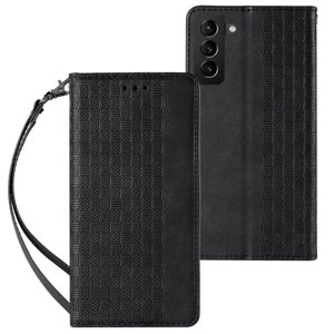 MG Magnet Strap knížkové kožené pouzdro na Samsung Galaxy S22 Plus, černé