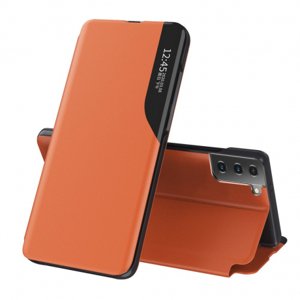 MG Eco Leather View knížkové pouzdro na Samsung Galaxy S21 Plus 5G, oranžové