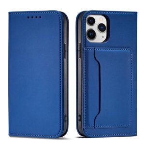 MG Magnet Card knížkové kožené pouzdro na iPhone 12 Pro Max, modré