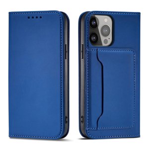 MG Magnet Card knížkové kožené pouzdro na iPhone 13 Pro, modré