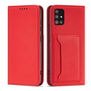 MG Magnet Card knížkové kožené pouzdro na Samsung Galaxy A12 5G, červené