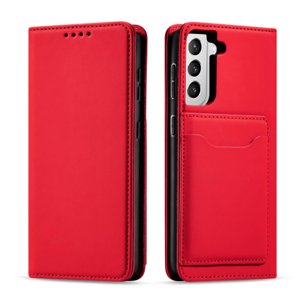 MG Magnet Card knížkové kožené pouzdro na Samsung Galaxy S22 Plus, červené