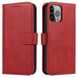 MG Magnet knížkové kožené pouzdro na iPhone 14 Pro Max, červené