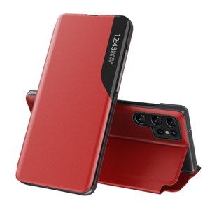 MG Eco Leather View knížkové pouzdro na Samsung Galaxy S23 Ultra, červené