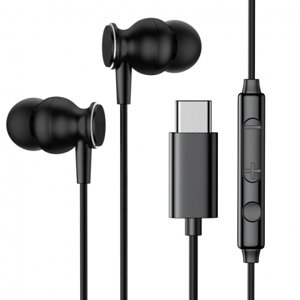 Joyroom JR-EC04 sluchátka do uší USB-C, černé (JR-EC04 Black)