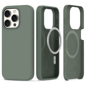 Tech-Protect Silicone MagSafe kryt na iPhone 15 Pro, tmavězelený