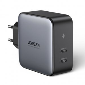 Ugreen Travel Wall síťová nabíječka 2x USB-C PD 100W, sivá (50327)