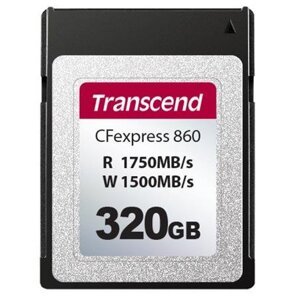 Transcend 320GB CFexpress 860 NVMe PCIe Gen3 x2 (Type B) paměťová karta, 1750MB s R, 1500MB s W; TS320GCFE860