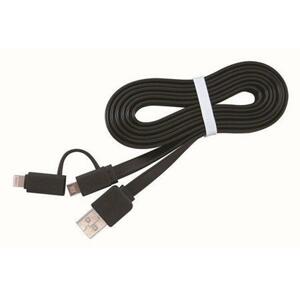 C-TECH USB COMBO, MicroUSB + Lightning, 1m, černý; CC-USB2-AMLM2-1M