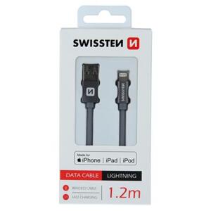 Swissten datový kabel textile USB / Lightning Mfi 1,2 M, šedý; 71524202
