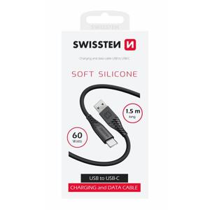 Swissten datový kabel soft silicone USB / USB-C 1,5 M 60W černý; 71531010