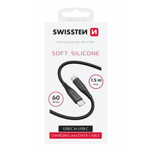 Swissten datový kabel soft silicone USB-C / USB-C 1,5 M 60W černý; 71532010