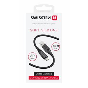 Swissten datový kabel soft silicone USB / Lightning 1,5 M 60W černý; 71533010