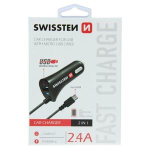 Swissten CL Adapter 2x USB 2.4A power (1x integrované MicroUSB); 20111000