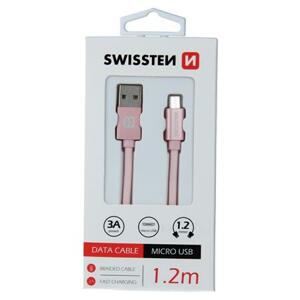 Swissten USB/microUSB 1.2m, růžovo-zlatý; 71522205
