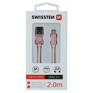 Swissten USB/USB-C 2m, růžovo-zlatý; 71521305