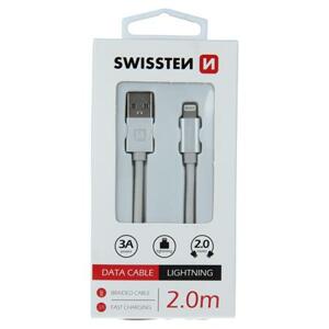 Swissten USB/Lightning 2m, stříbrný; 71523303