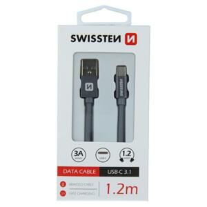 Swissten USB/USB-C 1,2m, šedý, textilní; 71521202