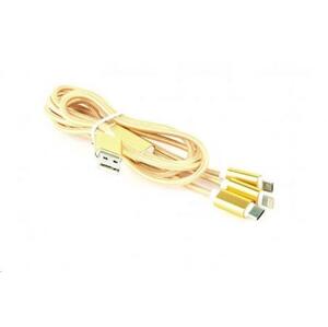 Kabel CABLEXPERT USB A Male/Micro B + Type-C + Lightning, 1m, opletený, zlatý, blister; CC-USB2-AM31-1M-G