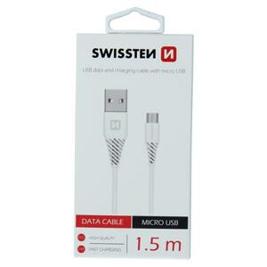 Swissten USB/MicroUSB 1.5m, bílý (6,5mm) ; 71504300