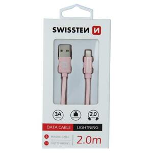 Swissten datový kabel textile USB / Lightning 2,0 M, růžovo-zlatý; 71523305