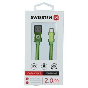 Swissten datový kabel textile USB / Lightning 2,0 M, zelený; 71523307