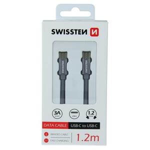 Swissten datový kabel textile USB-C / USB-C 1,2 M, šedý; 71527202