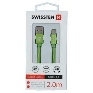 Swissten datový kabel textilní USB / USB-C 2m zelený; 71521307